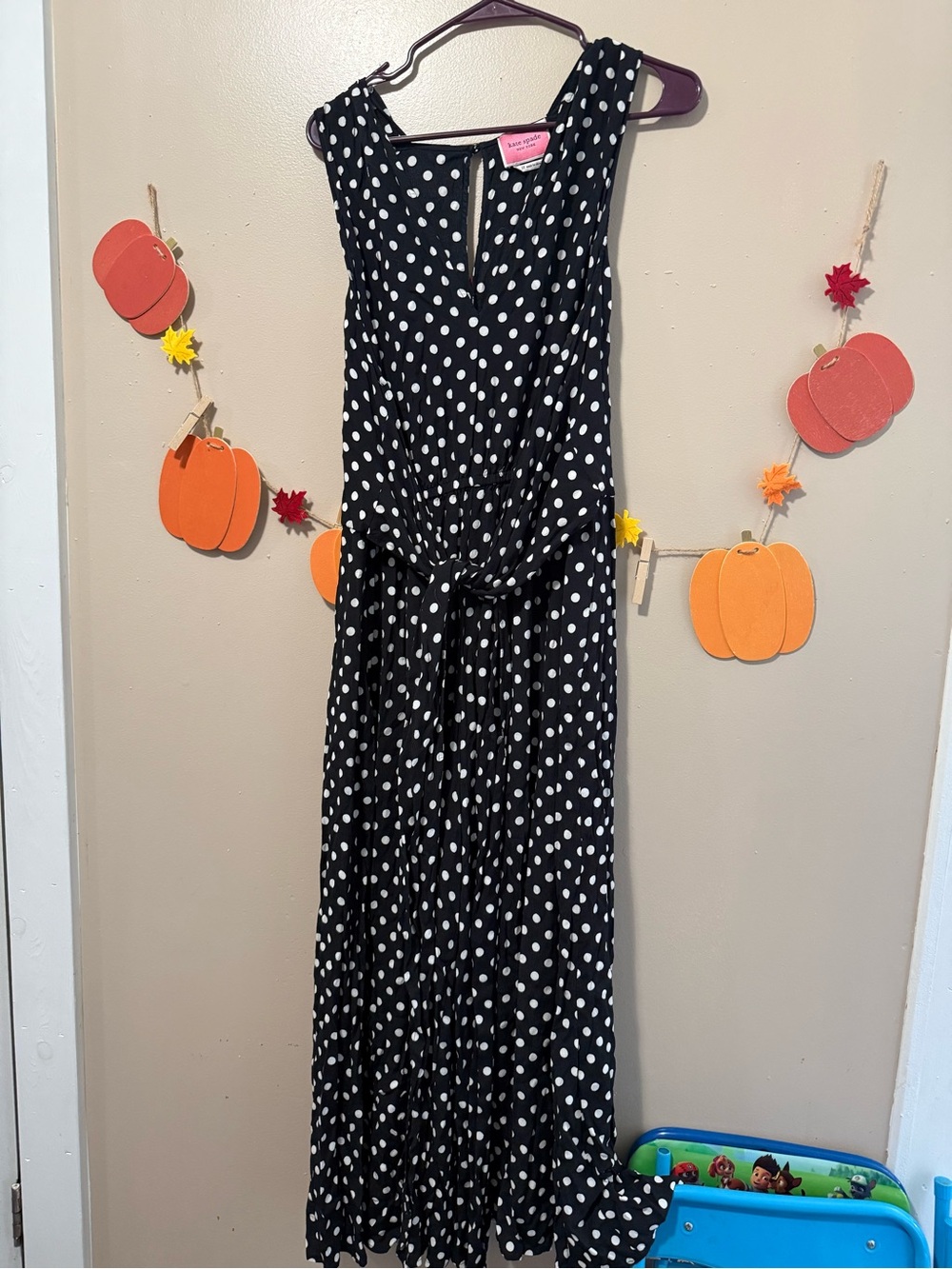 kate spade Black and White Polka Dot Tie-Waist Jumpsuit